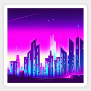 Synthwave city at night Sticker